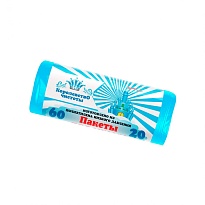 Мешки для мусора 60 л, голубые, в рулоне 20 шт., ПНД, 7 мкм, 680х580 мм, Королевство Чистоты, МК3988 (ПЭКЧ-60-20г) в Таганроге