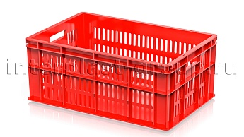 Ящик для молока, мяса, овощей и фруктов большая перфорация дно сплошное красный в Таганроге Ящик для молока, мяса, овощей и фруктов большая перфорация дно сплошное красный в Таганроге