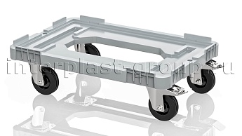 Тележка пластиковая с отверстием 2 колеса с тормозом усиленная серая в Таганроге