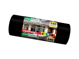 Мешки для мусора 240 л, ароматизированные, черные, в рулоне 10 шт., ПВД 45 мкм, 1300х930 мм, PREMIUM+, 24010830 в Таганроге