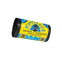 Мешки для мусора 20 л, с ушками, черные, в рулоне 30 шт., ПНД, 10 мкм, 550х440 мм, Крепакоф, 4607075710405 в Таганроге Мешки для мусора 20 л, с ушками, черные, в рулоне 30 шт., ПНД, 10 мкм, 550х440 мм, Крепакоф, 4607075710405 в Таганроге