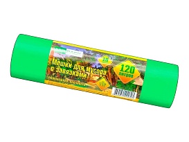 Мешки для мусора 120 л, с завязками, зеленые, в рулоне 10 шт., ПНД, 15 мкм, 800х750 мм, VIP, Z12010green в Таганроге Мешки для мусора 120 л, с завязками, зеленые, в рулоне 10 шт., ПНД, 15 мкм, 800х750 мм, VIP, Z12010green в Таганроге