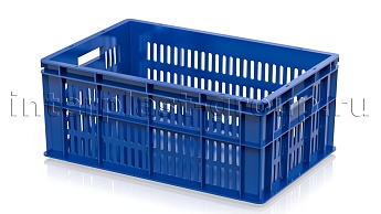 Ящик для молока, мяса, овощей и фруктов большая перфорация дно сплошное синий в Таганроге Ящик для молока, мяса, овощей и фруктов большая перфорация дно сплошное синий в Таганроге