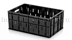 Пластиковый ящик для молока, мяса, овощей и фруктов черный