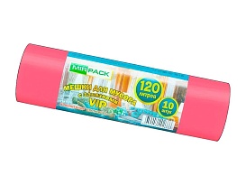 Мешки для мусора 120 л, с завязками, красные, в рулоне 10 шт., ПНД, 15 мкм, 800х750 мм, VIP, Z12010red в Таганроге