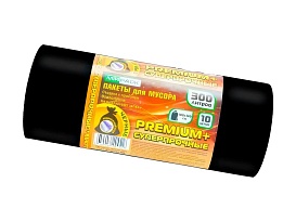 Мешки для мусора 300 л, черные, в рулоне 10 шт., ПВД 70 мкм, 1400х1000 мм, PREMIUM+, 30010160 в Таганроге