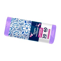 Мешки для мусора 30 л, сиреневые, в рулоне 60 шт., ПНД, 6 мкм, 560х480 мм, Узоры Чистоты, МУ4251 (МН 30-60сир) в Таганроге