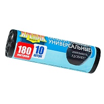 Мешки для мусора 180 л, с ушками, черные, в рулоне 10 шт., ПНД, 20 мкм, 1150х800 мм, Крепак, 4607075710498 в Таганроге Мешки для мусора 180 л, с ушками, черные, в рулоне 10 шт., ПНД, 20 мкм, 1150х800 мм, Крепак, 4607075710498 в Таганроге