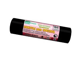 Мешки для мусора 180 л, ароматизированные, черные, в рулоне 10 шт., ПВД, 50 мкм, 1100х930 мм, EXTRA black, 18008301 в Таганроге