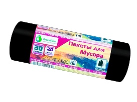 Мешки для мусора 30 л, черные, в рулоне 20 шт., ПНД, 7 мкм, 600х500 мм, MIRPACK Classik, 302040 в Таганроге
