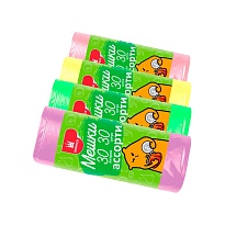 Мешки для мусора 30 л, ассорти, в рулоне 30 шт., ПНД, 5 мкм, 560х480 мм, Эконом, МЭ8716 в Таганроге Мешки для мусора 30 л, ассорти, в рулоне 30 шт., ПНД, 5 мкм, 560х480 мм, Эконом, МЭ8716 в Таганроге