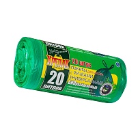 Мешки для мусора 20 л, биоразлагаемые, с ручками, черные, в рулоне 30 шт., ПНД, 10 мкм, 550х440 мм, Крепак, 4607075710047 в Таганроге