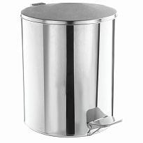 Ведро для мусора с педалью, усиленное, ТИТАН, 7 л, кольцо под мешок, нержавеющая сталь, хром в Таганроге