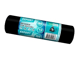 Мешки для мусора 160 л, ароматизированные, черные, в рулоне 10 шт., ПВД, 80 мкм, 1100х930 мм, EXPORT, exp16010142 в Таганроге