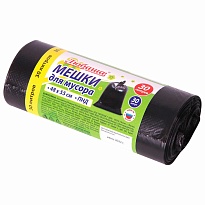 Мешки для мусора 30 л, черные, в рулоне 30 шт., ПНД, 7 мкм, 550х480 мм, Любаша, 608089 в Таганроге