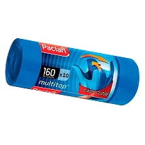 Мешки для мусора 160 л, с ушками, синие, в рулоне 10 шт., ПВД, 30 мкм, 1250х900 мм, PACLAN Multitop, 604064 в Таганроге