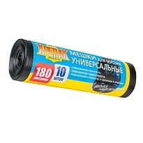 Мешки для мусора 180 л, черные, в рулоне 10 шт., ПНД, 20 мкм, 1150х800 мм, Крепак, 4607075710481 в Таганроге Мешки для мусора 180 л, черные, в рулоне 10 шт., ПНД, 20 мкм, 1150х800 мм, Крепак, 4607075710481 в Таганроге