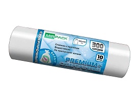 Мешки для мусора 300 л, белые, в рулоне 10 шт., ПВД 70 мкм, 1400х1000 мм, PREMIUM+, 300101602 в Таганроге