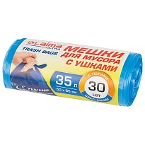 Мешки для мусора 35 л, с ушками, синие, в рулоне 30 шт., ПНД, 11 мкм, 650х500 мм, LAIMA ULTRA, 607684 в Таганроге