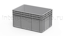 Евроконтейнер закрытые ручки/усиленное дно 600х400х320 серый